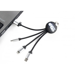 3-in-1-Ladekabel mit beleuchtetem Logo