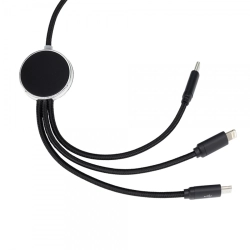 3-in-1-Ladekabel mit beleuchtetem Logo, 120 cm lang, W201TG