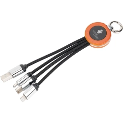 4-in-1-Kabel mit Logo in Holzgehäuse