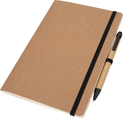 A5-Notizbuch mit leeren Seiten und Stift aus Recyclingmaterialien