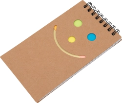 Notizbuch mit Karos und Haftnotizen