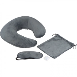 Reiseset mit Kissen, Schlafmaske und Ohrstöpseln