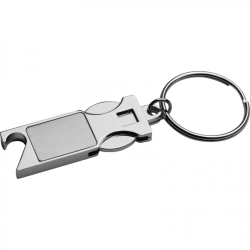 Schlüsselanhänger mit Flaschenöffner aus Metall und Anhänger