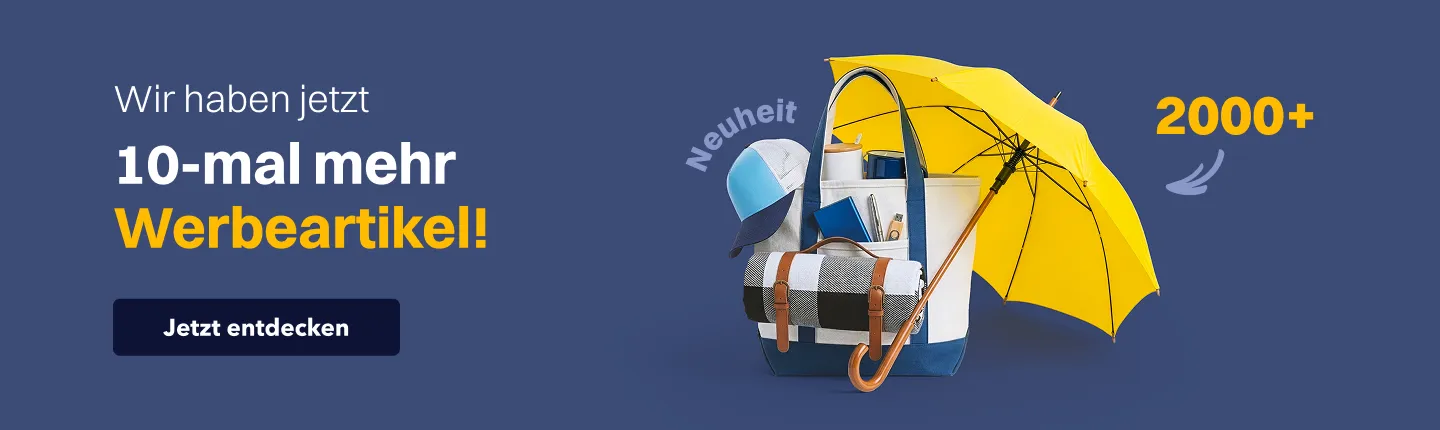 1500+ Werbeartikel. Ein Ort. Unbegrenzte Branding-Möglichkeiten.