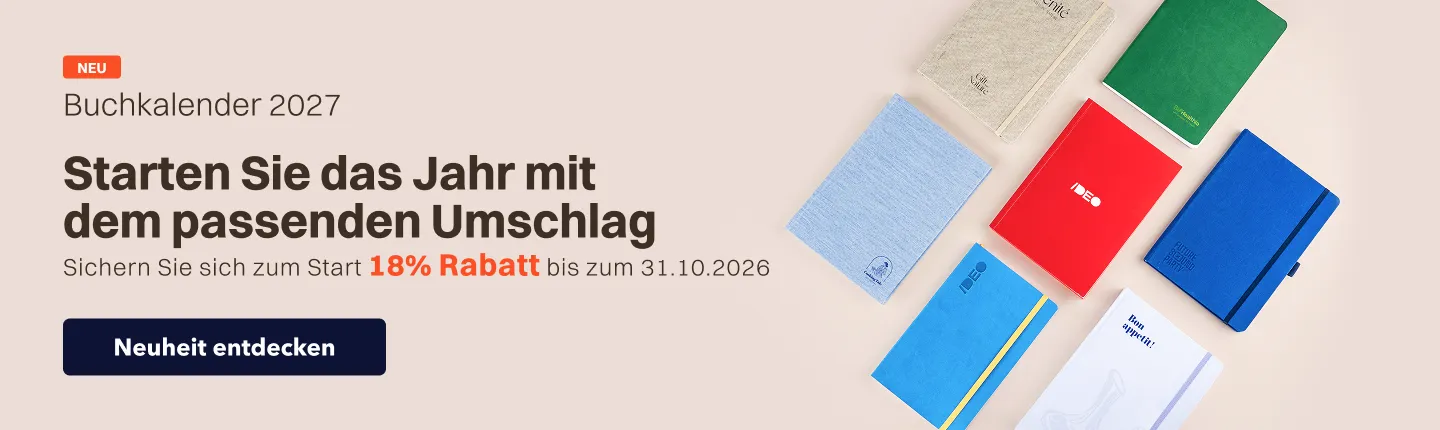 Buchkalender im Format A5 mit Softcover oder Hardcover ab sofort erhältlich!