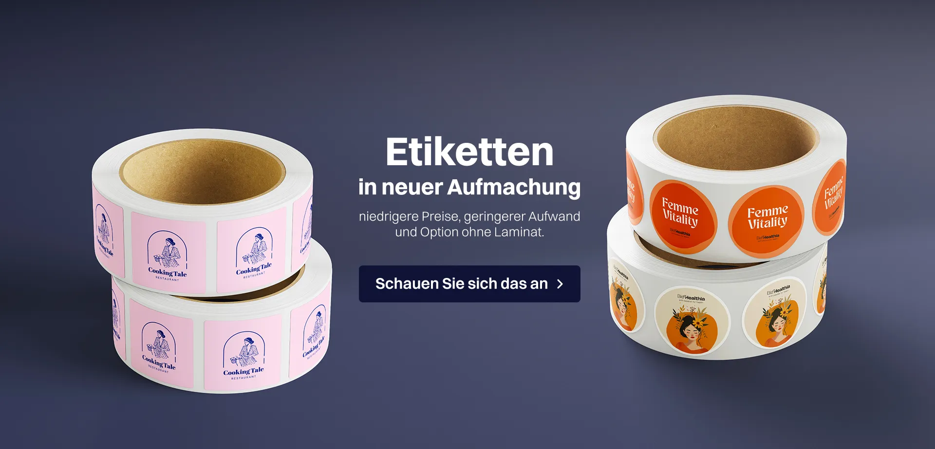 Etiketten in neues Aufmachung